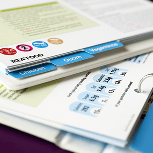 IKEA Food recipe binder with chicken and quorn sections