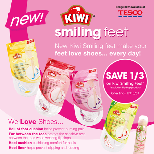 Kiwi Smiling Feet foot cushions promotion at Tesco