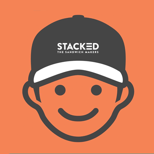 Stacked sandwich makers logo with smiling face