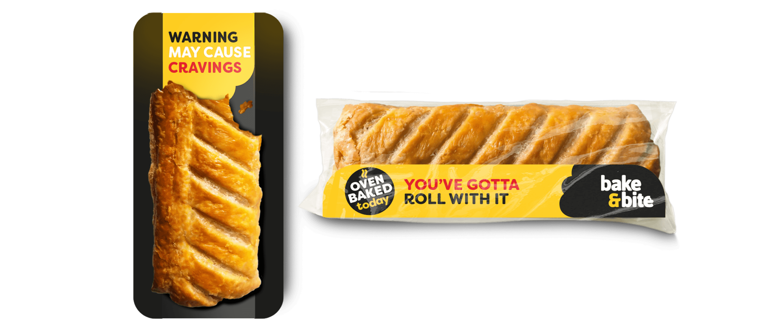 Bake & Bite golden flaky pastry roll packaging