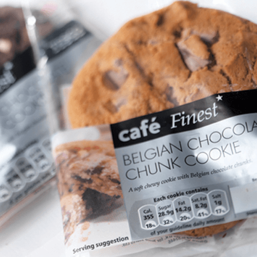 Café Finest Belgian chocolate chunk cookie packaging